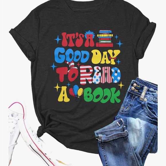 Graphic Tee with Colorful Text - Picture 1 of 7